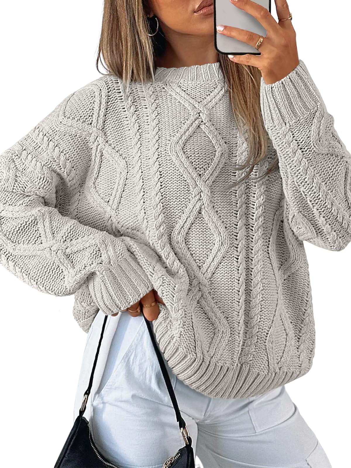 Trendy Queen Women's Oversized Cable Knit Sweaters 2026 Fall Outfits