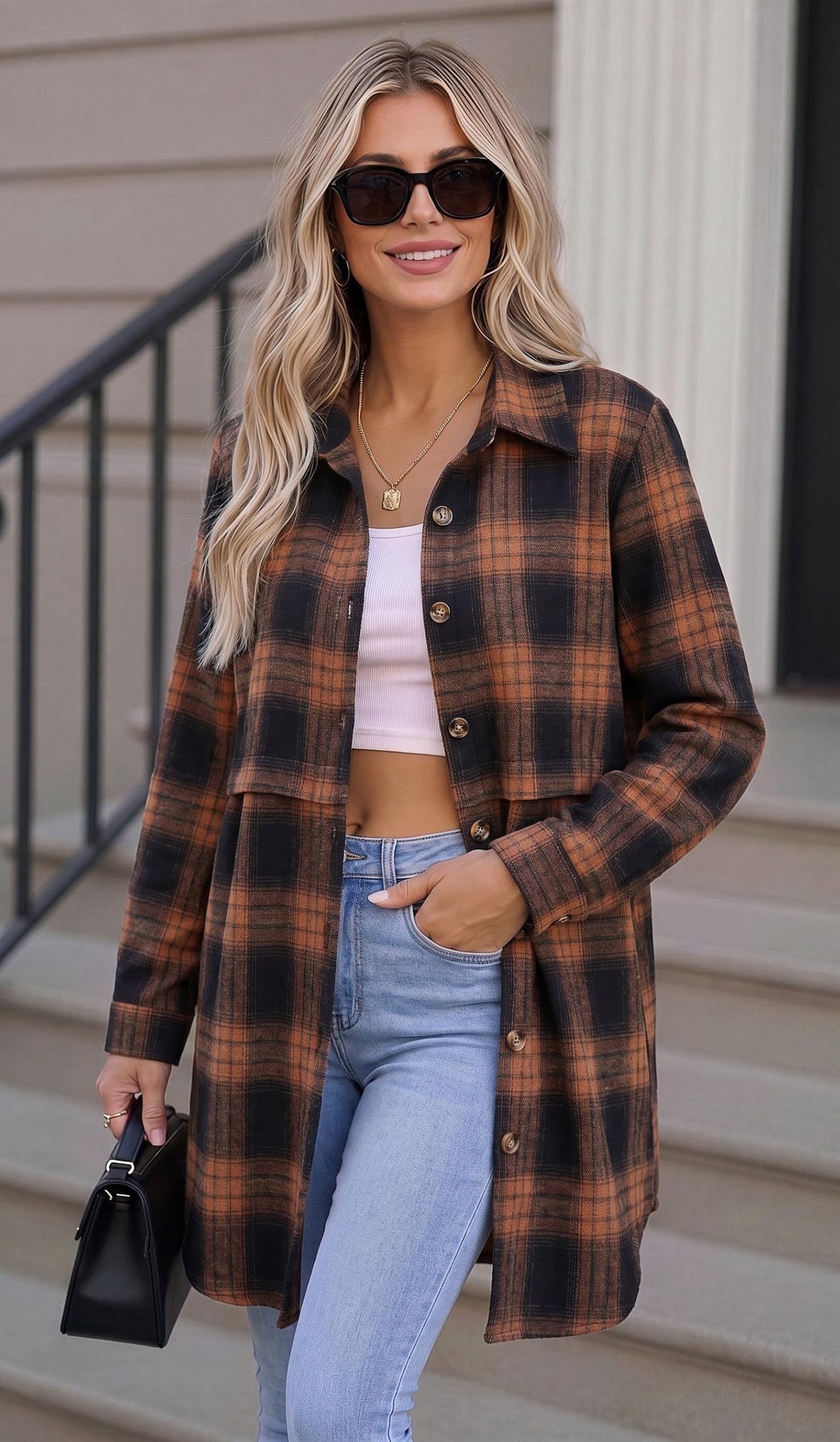 Zeagoo Womens Flannel Shirts Long Sleeve Plaid Button Down Shirts Fall Tops