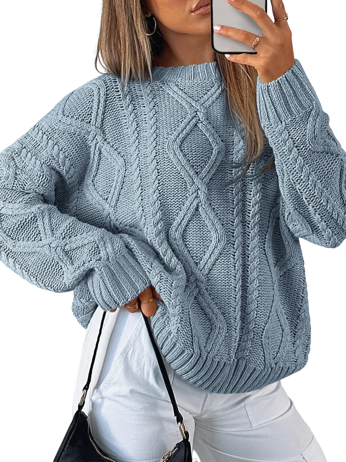 Trendy Queen Women's Oversized Cable Knit Sweaters 2026 Fall Outfits