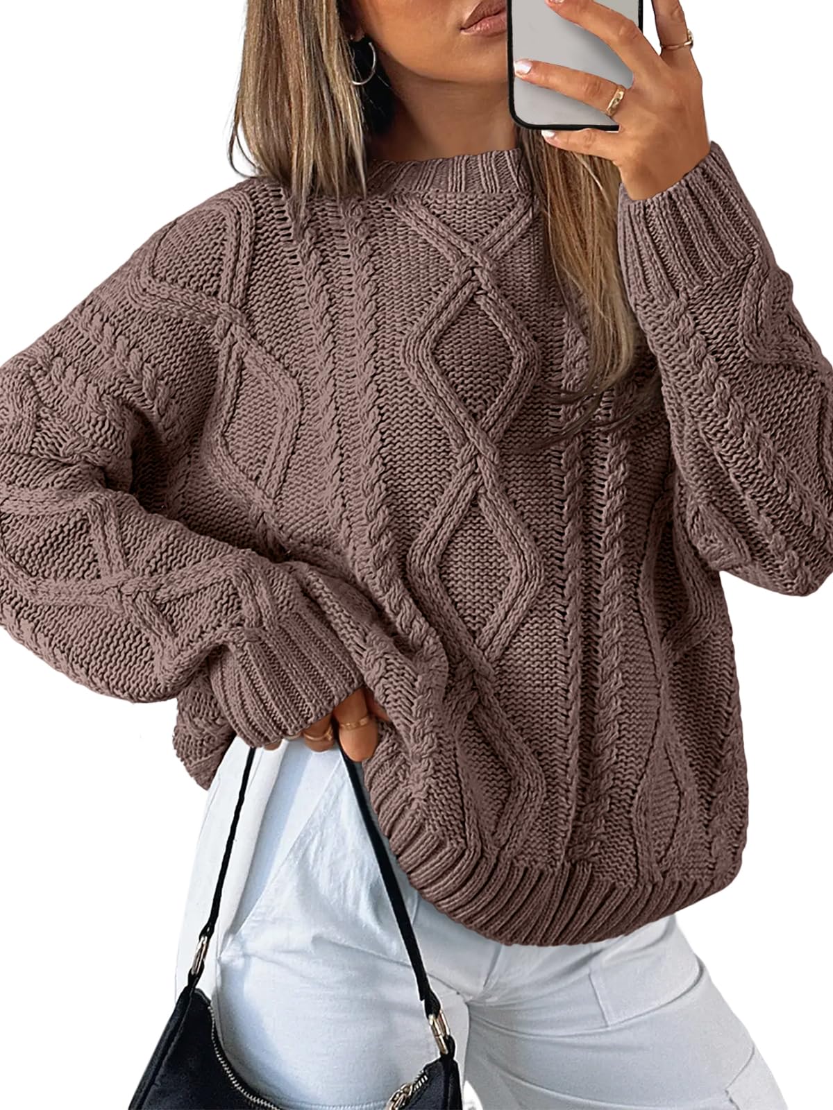 Trendy Queen Women's Oversized Cable Knit Sweaters 2026 Fall Outfits