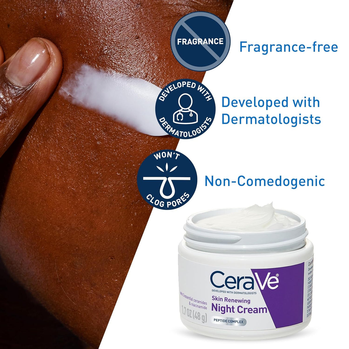 CeraVe Night Cream, Facial Moisturizer with Peptides & Niacinamide, 1.7oz