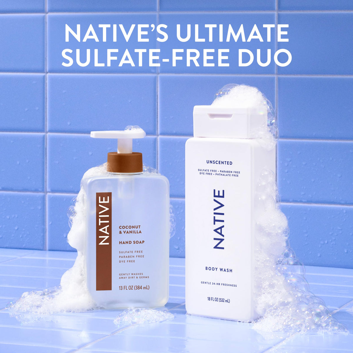 Native Clean Body Wash, Gentle & pH-balanced for Sensitive Skin, 24-Hr Freshness for Men & Women, Vegan & Cruelty-Free, Free of Sulfates & Parabens, Balsam & White Woods, 18 fl oz