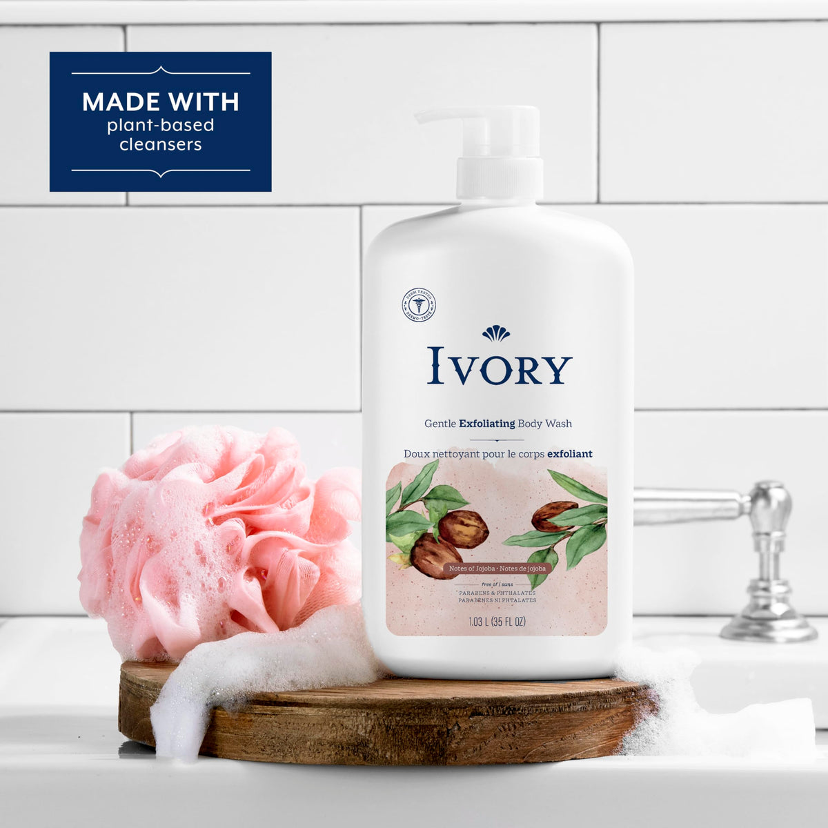 Ivory Body Wash, Designed for the Whole Family, Gentle Formula, Free of Dyes Heavy Perfumes Parabens Phthalates & Silicones, for Sensitive Skin, Designed for Skin's pH, Original Scent, 35 oz
