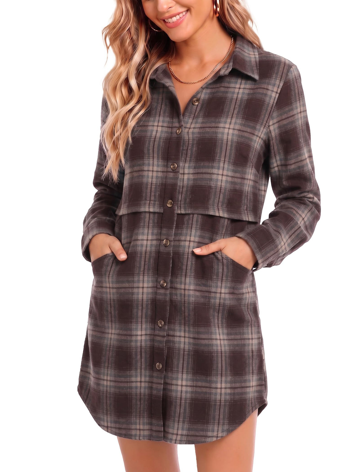 Zeagoo Womens Flannel Shirts Long Sleeve Plaid Button Down Shirts Fall Tops