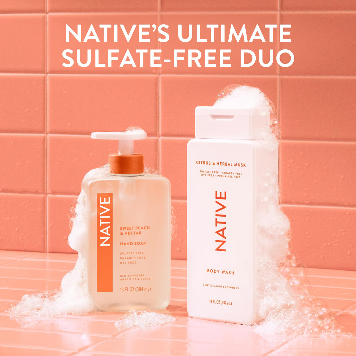 Native Clean Body Wash, Gentle & pH-balanced for Sensitive Skin, 24-Hr Freshness for Women & Men, Vegan & Cruelty-Free, Free of Sulfates, Parabens & Phthalates, Coconut & Vanilla, 36 oz