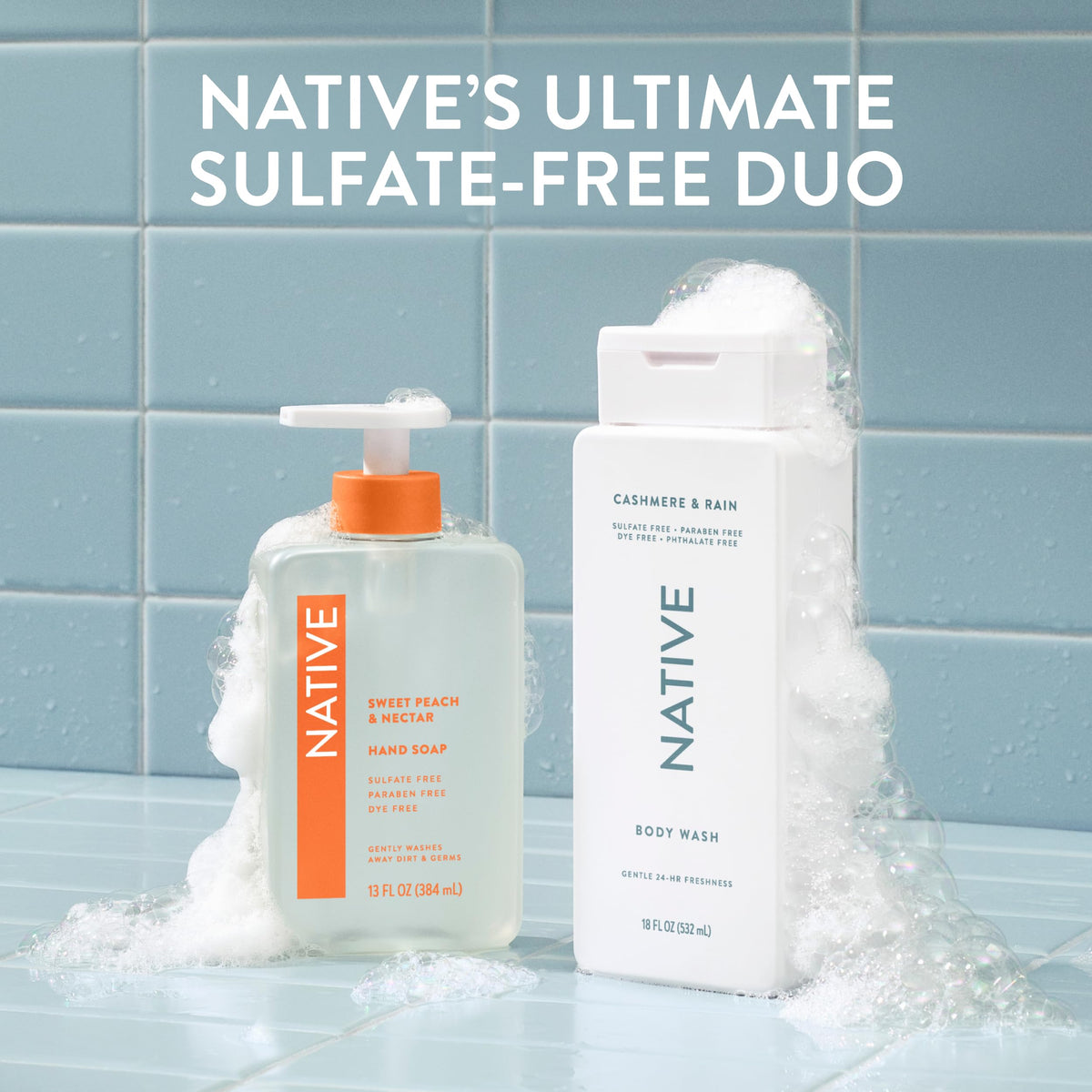 Native Clean Body Wash, Gentle & pH-balanced for Sensitive Skin, 24-Hr Freshness for Men & Women, Vegan & Cruelty-Free, Free of Sulfates & Parabens, Balsam & White Woods, 18 fl oz
