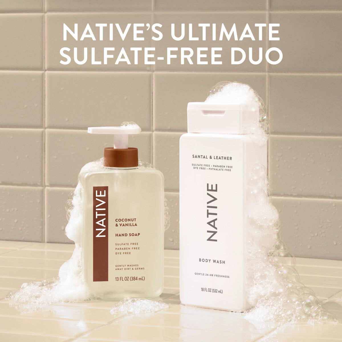Native Clean Body Wash, Gentle & pH-balanced for Sensitive Skin, 24-Hr Freshness for Men & Women, Vegan & Cruelty-Free, Free of Sulfates & Parabens, Balsam & White Woods, 18 fl oz