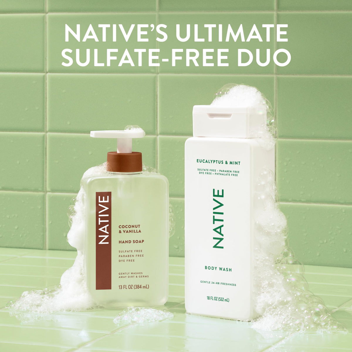 Native Clean Body Wash, Gentle & pH-balanced for Sensitive Skin, 24-Hr Freshness for Women & Men, Vegan & Cruelty-Free, Free of Sulfates, Parabens & Phthalates, Coconut & Vanilla, 36 oz