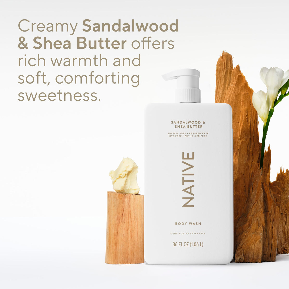 Native Clean Body Wash, Gentle & pH-balanced for Sensitive Skin, 24-Hr Freshness for Women & Men, Vegan & Cruelty-Free, Free of Sulfates, Parabens & Phthalates, Coconut & Vanilla, 36 oz