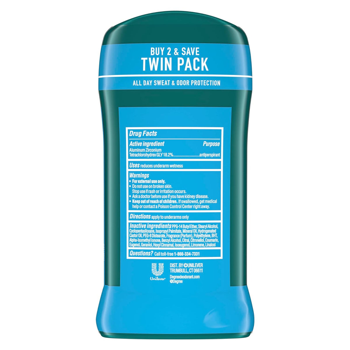 Degree Men Original Antiperspirant Cool Rush Twin Pack Sweat 2 Pack 2.7 oz