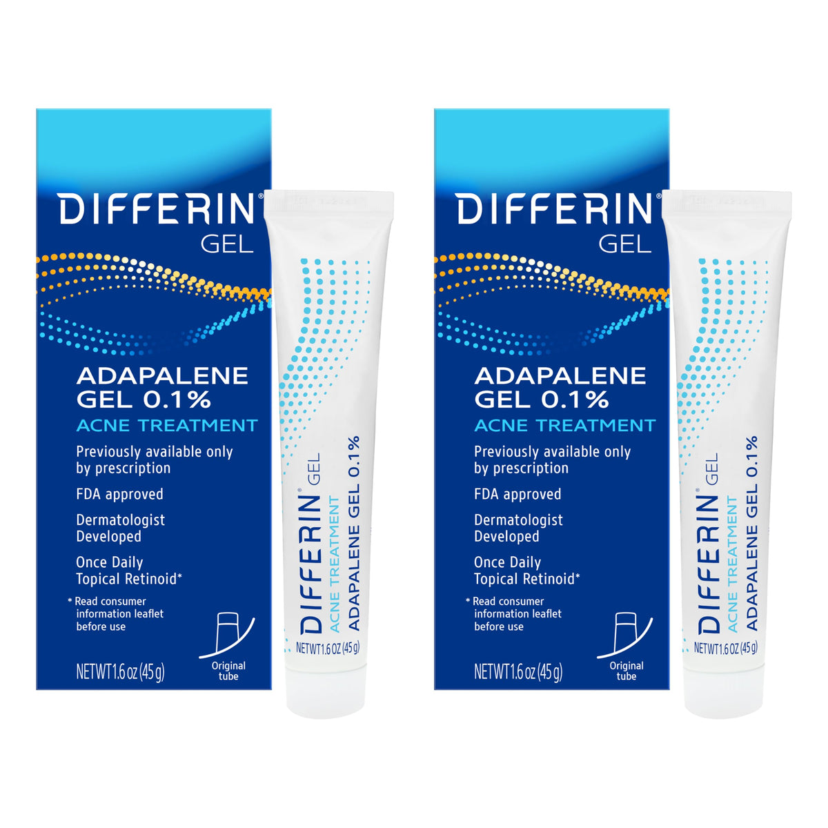 Differin Acne Retinoid Treatment Gel, 0.1% Adapalene, 45g Pump
