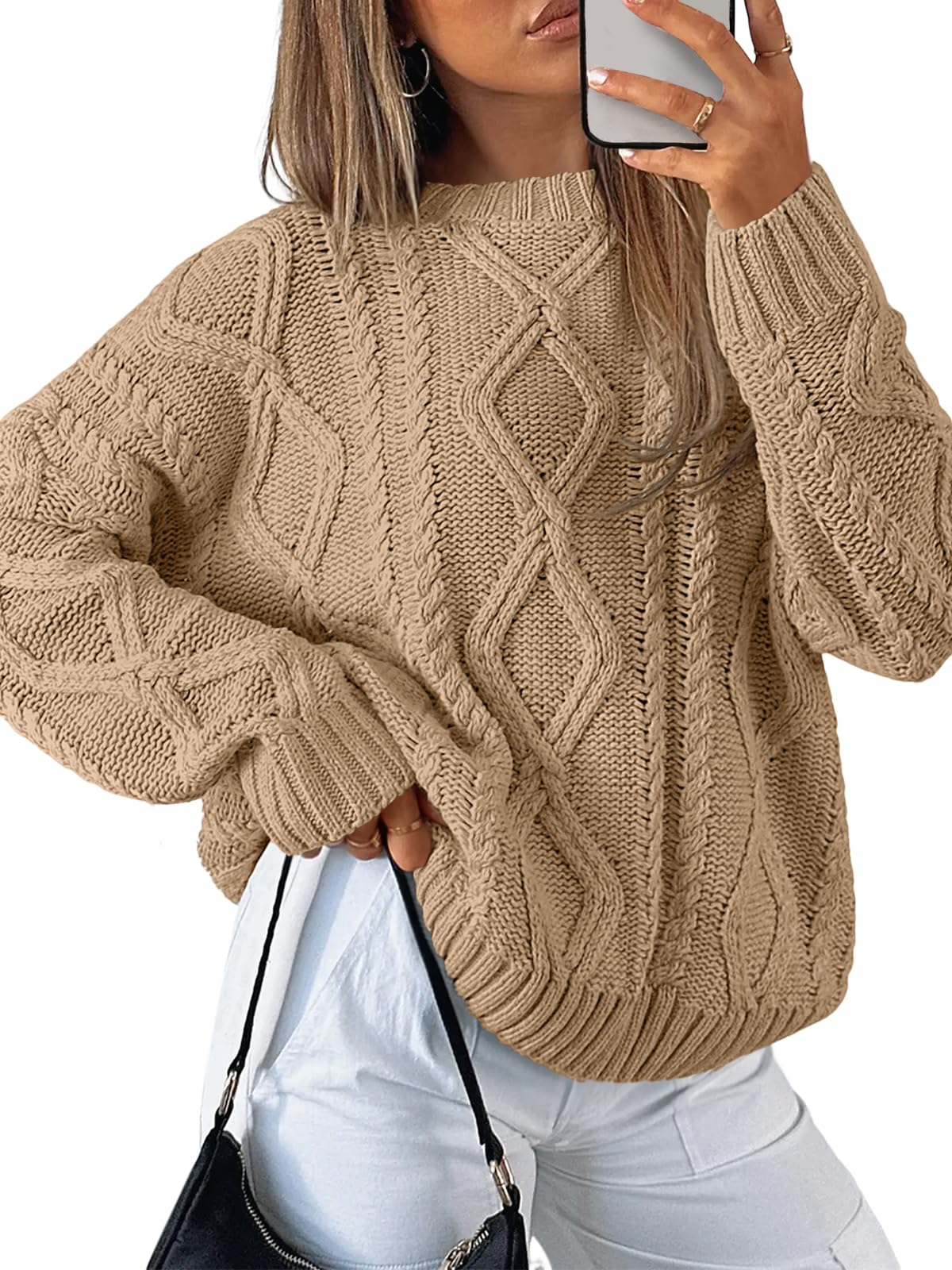 Trendy Queen Women's Oversized Cable Knit Sweaters 2026 Fall Outfits
