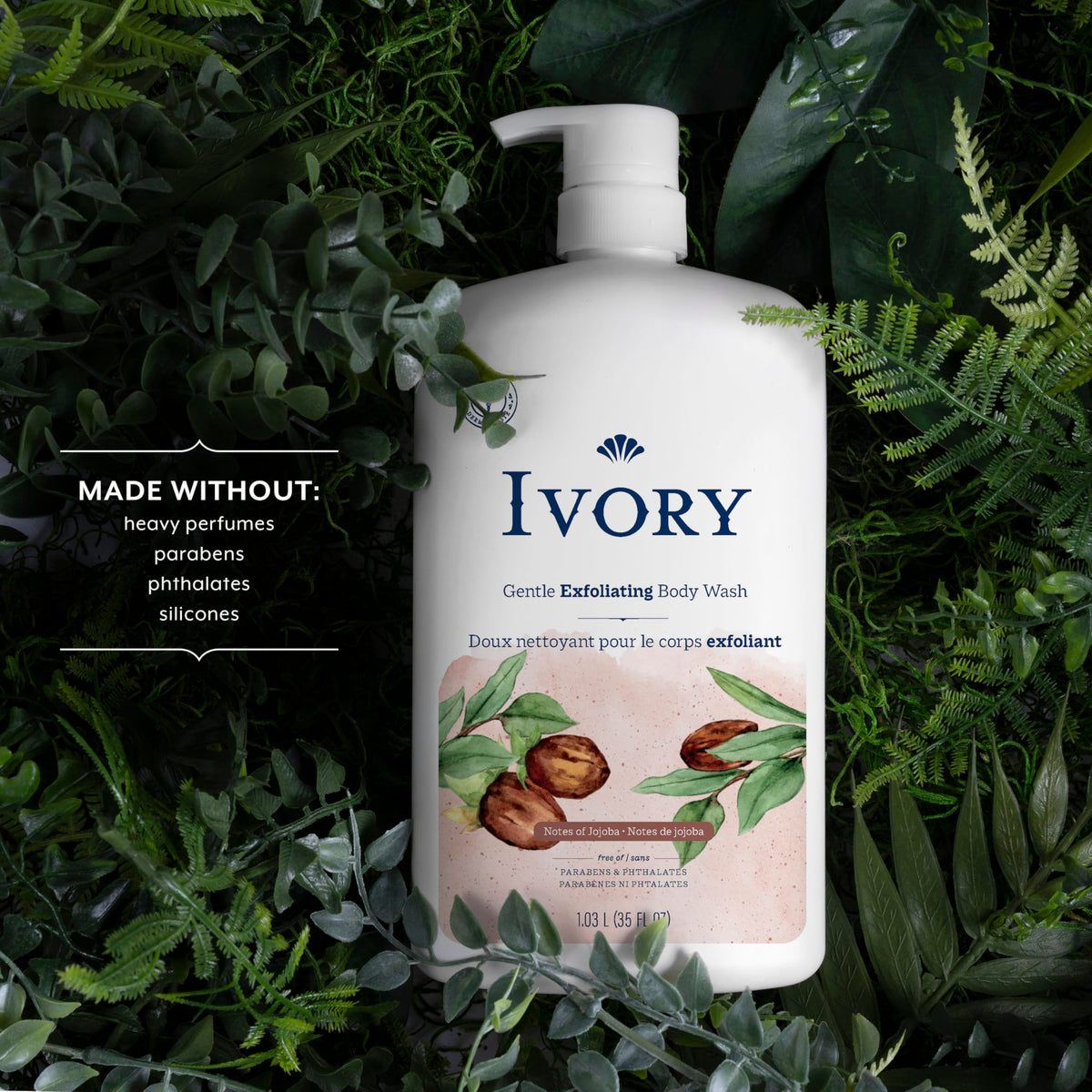 Ivory Body Wash, Designed for the Whole Family, Gentle Formula, Free of Dyes Heavy Perfumes Parabens Phthalates & Silicones, for Sensitive Skin, Designed for Skin's pH, Original Scent, 35 oz