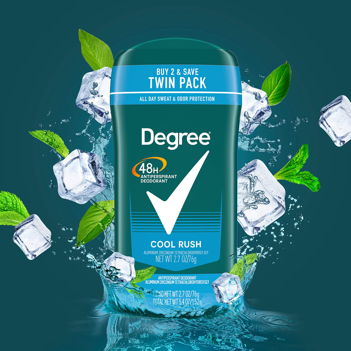 Degree Men Original Antiperspirant Cool Rush Twin Pack Sweat 2 Pack 2.7 oz