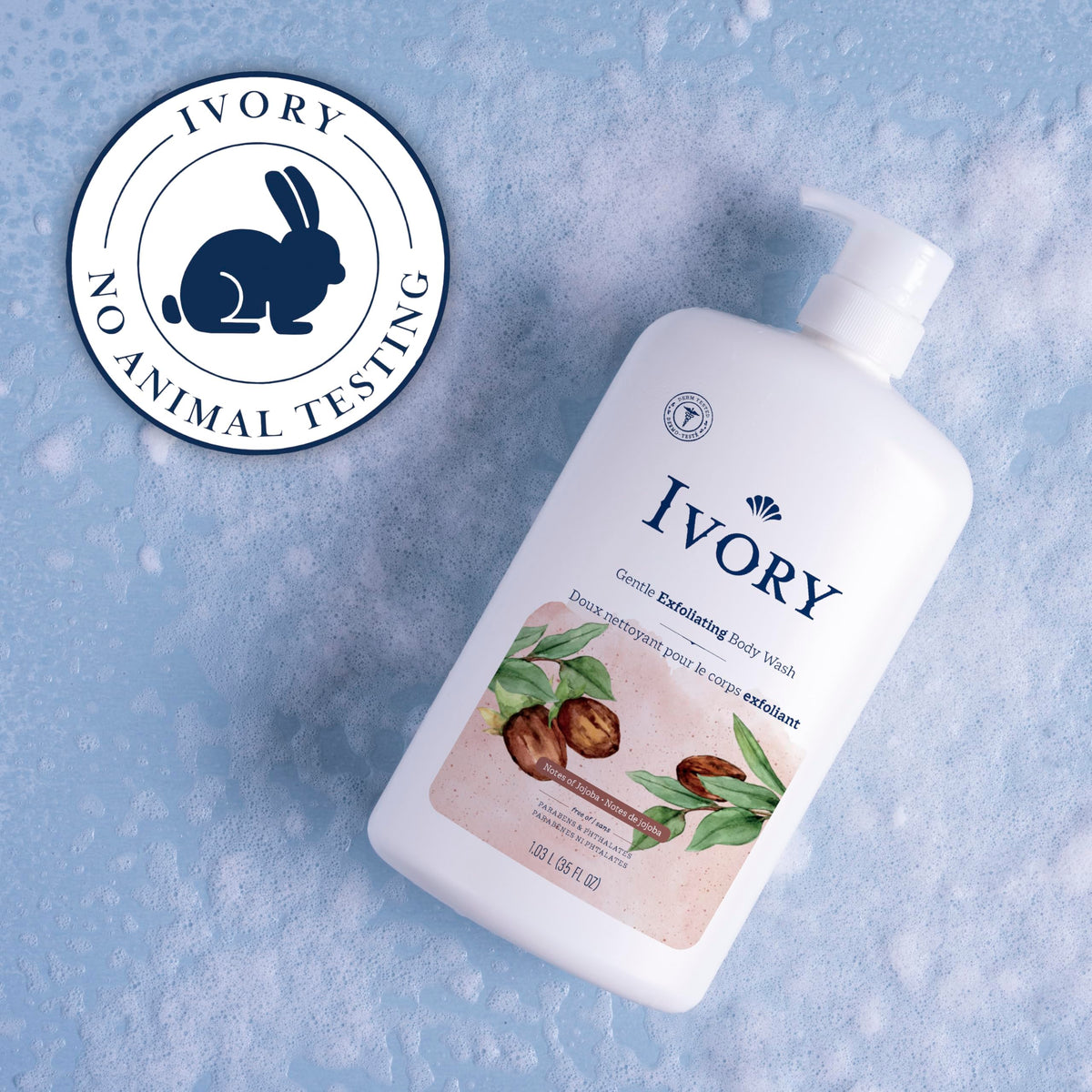 Ivory Body Wash, Designed for the Whole Family, Gentle Formula, Free of Dyes Heavy Perfumes Parabens Phthalates & Silicones, for Sensitive Skin, Designed for Skin's pH, Original Scent, 35 oz
